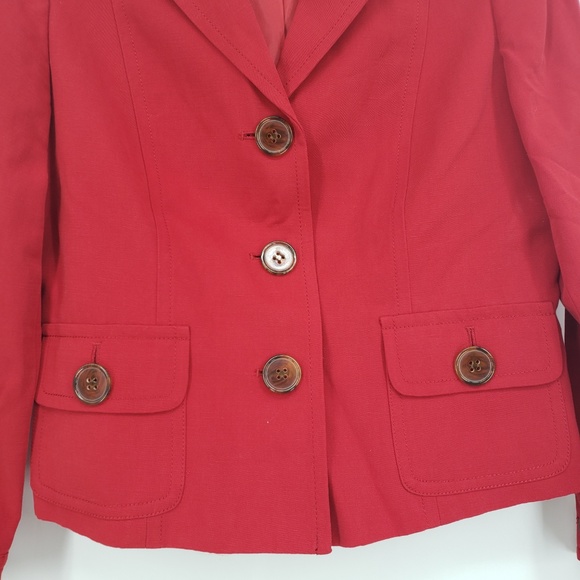 Talbots Linen Blend Red Blazer Sz 10 - Picture 5 of 7